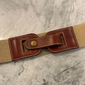 Vintage LL Bean Women’s Tan and Brown leather elastic belt, Size M
